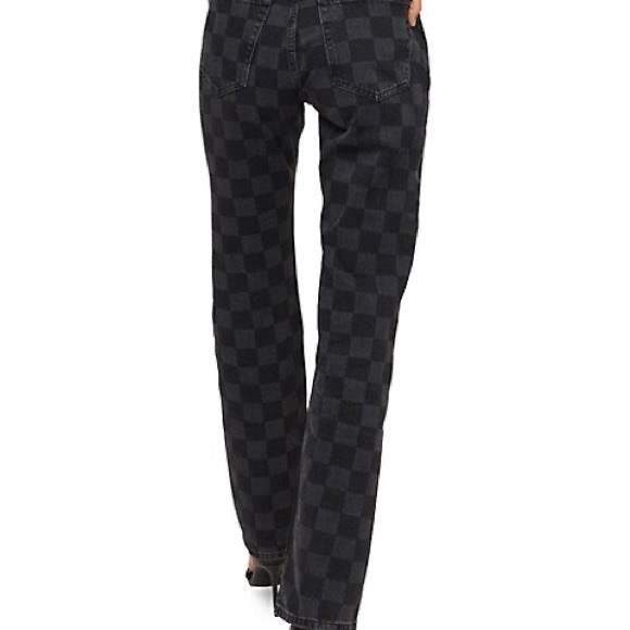 Mango jeans in charcoal black and dark grey checkered print. BNWT - Picture 5 of 11